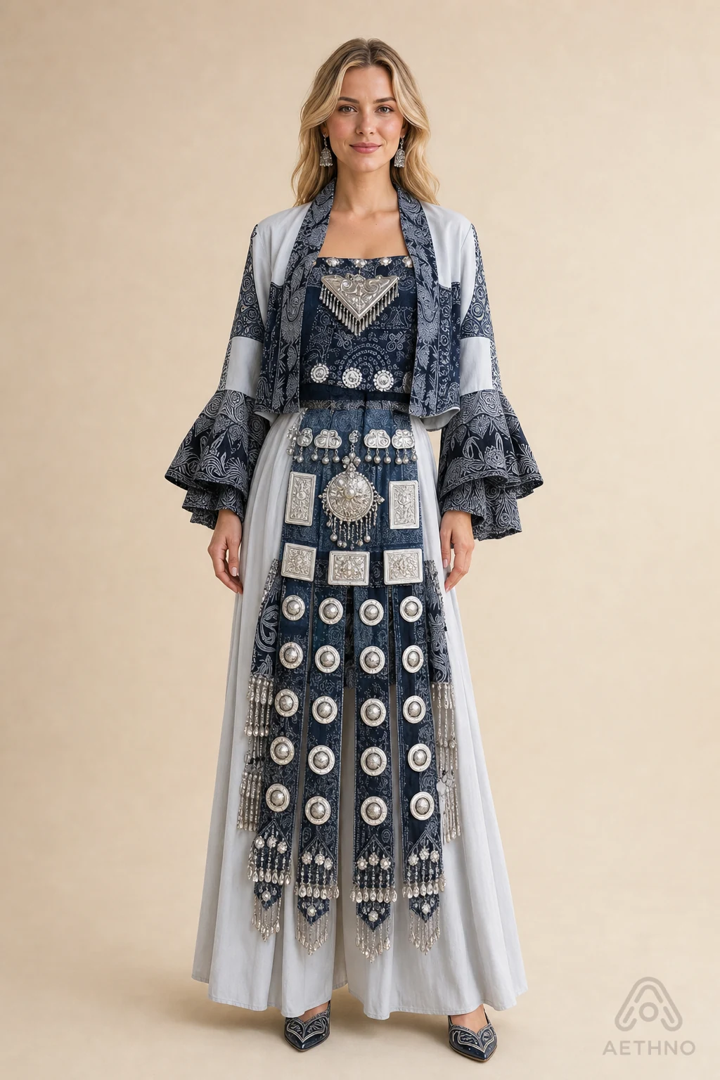 AETHNO Miao-Inspired Embroidered Women's Outfit - Look 377