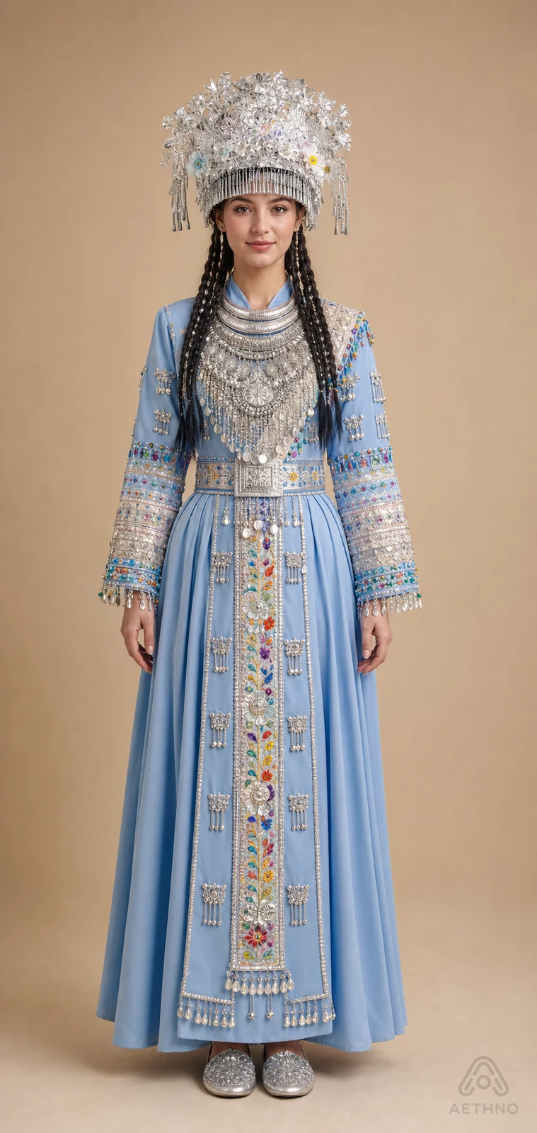 AETHNO Miao-Inspired Embroidered Women's Outfit - Look 379