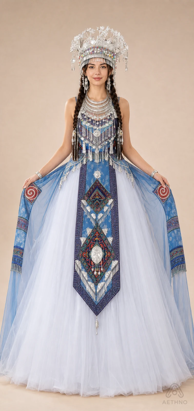 AETHNO Miao-Inspired Embroidered Women's Outfit - Look 385