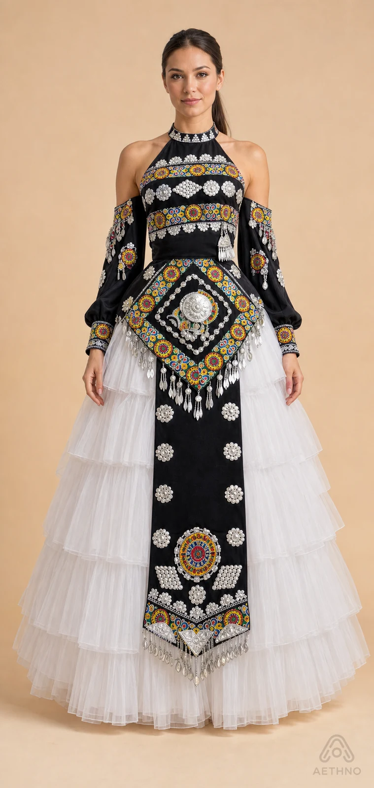 AETHNO Miao-Inspired Embroidered Women's Outfit - Look 386