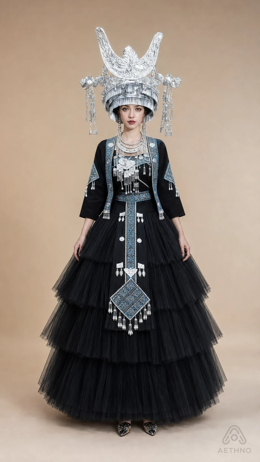 AETHNO Miao-Inspired Embroidered Women's Outfit - Look 391