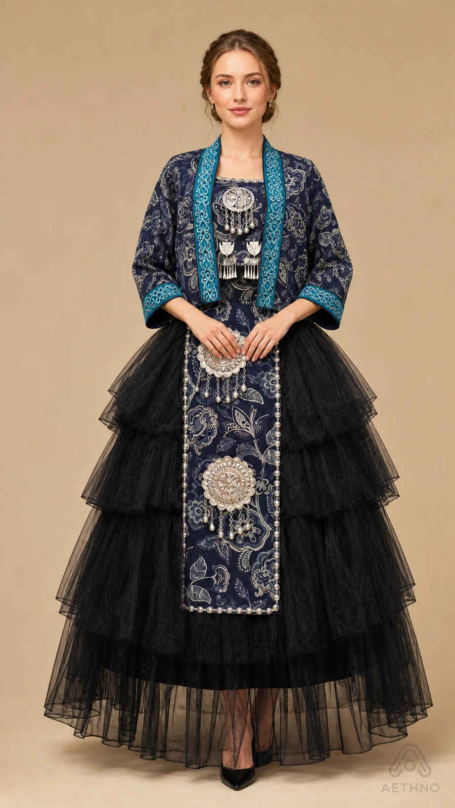 AETHNO Miao-Inspired Embroidered Women's Outfit - Look 394