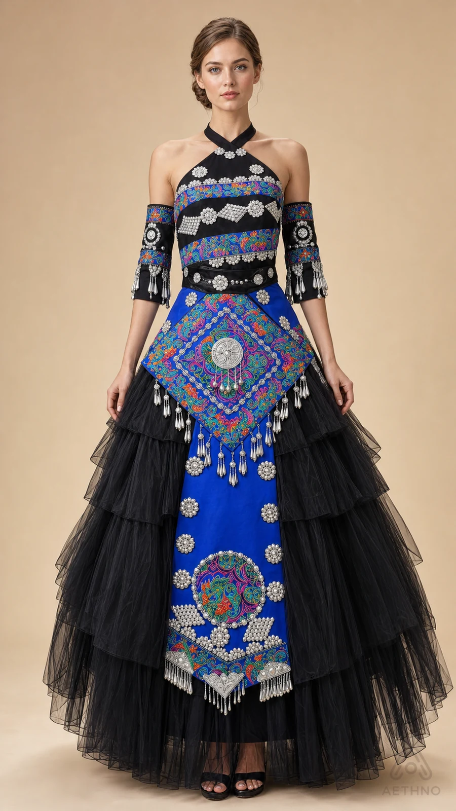 AETHNO Miao-Inspired Embroidered Women's Outfit - Look 396